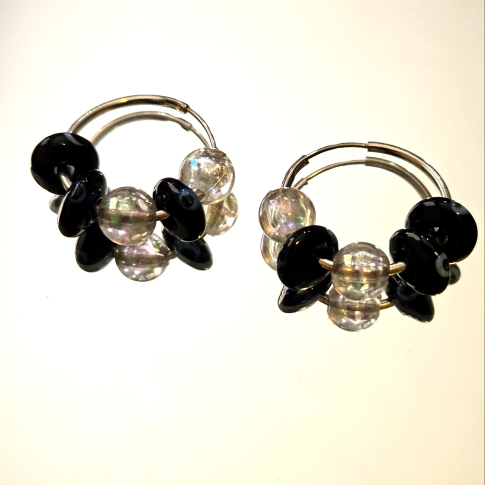 Evil Eye Glass Bead Earrings